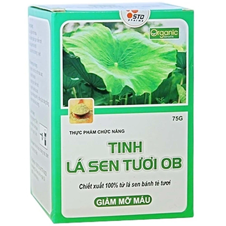 Bột Tinh Lá Sen Tươi OB giúp giảm mỡ máu, giảm gan nhiễm mỡ (75g)