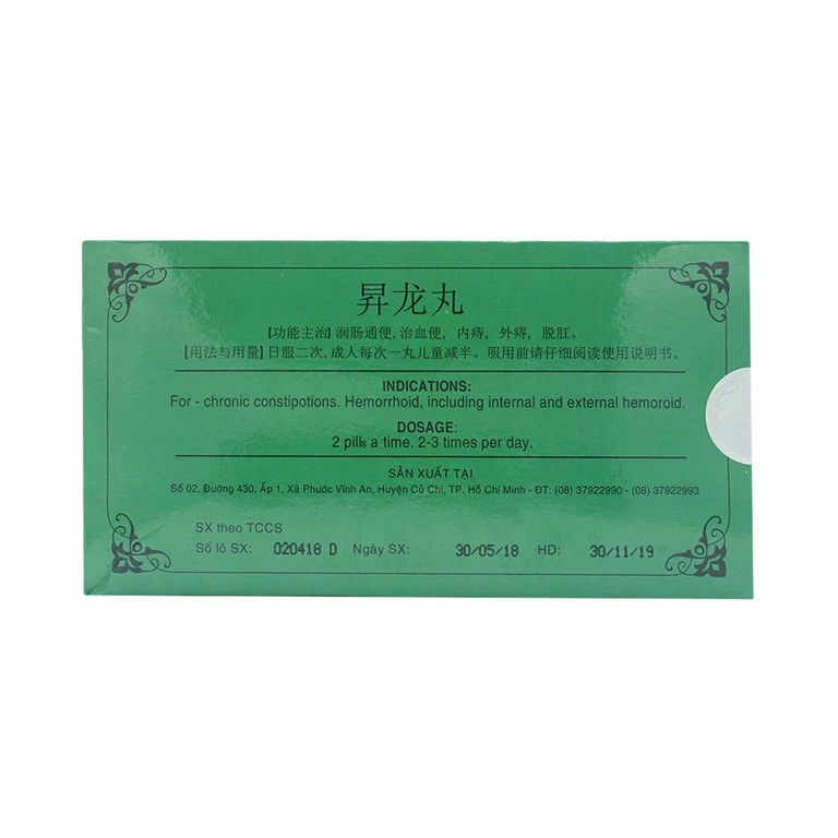 Thuốc Thăng Long Bảo Long chữa táo bón, đại tiện ra máu (10 viên)