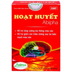 Viên uống Hoạt Huyết Abipha hỗ trợ tăng cường lưu thông máu não (3 vỉ x 10 viên)