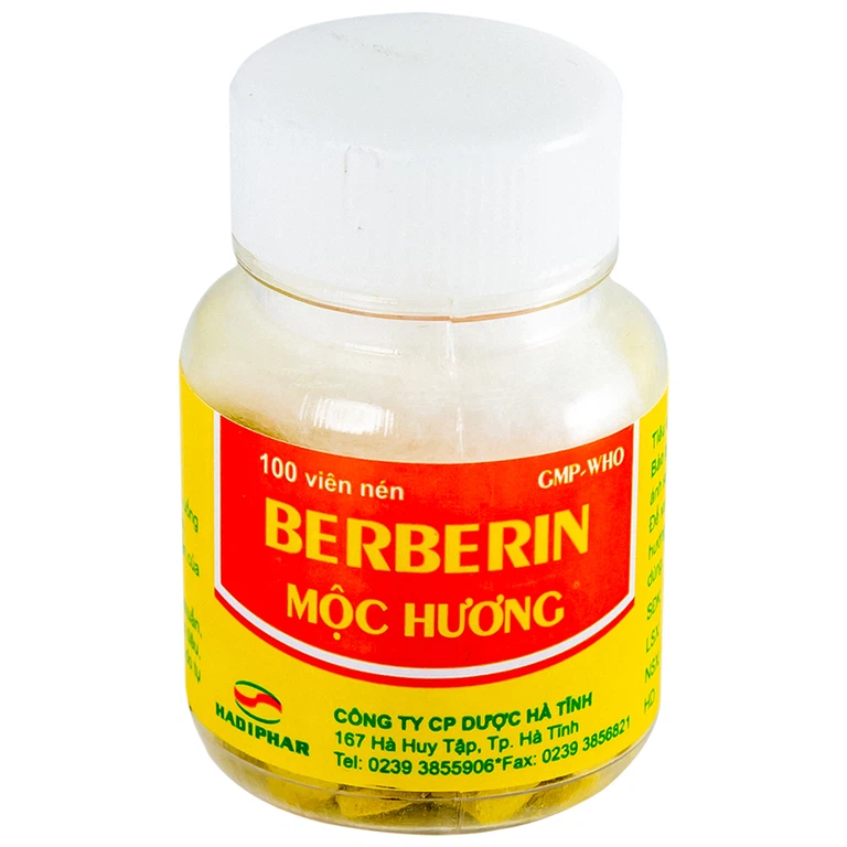 Thuốc Berberin Mộc Hương Hadiphar điều trị lỵ trực khuẩn, hội chứng lỵ (100 viên)