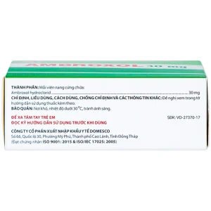 Thuốc Ambroxol 30mg Domesco điều trị viêm phế quản, hen phế quản (10 vỉ x 10 viên)