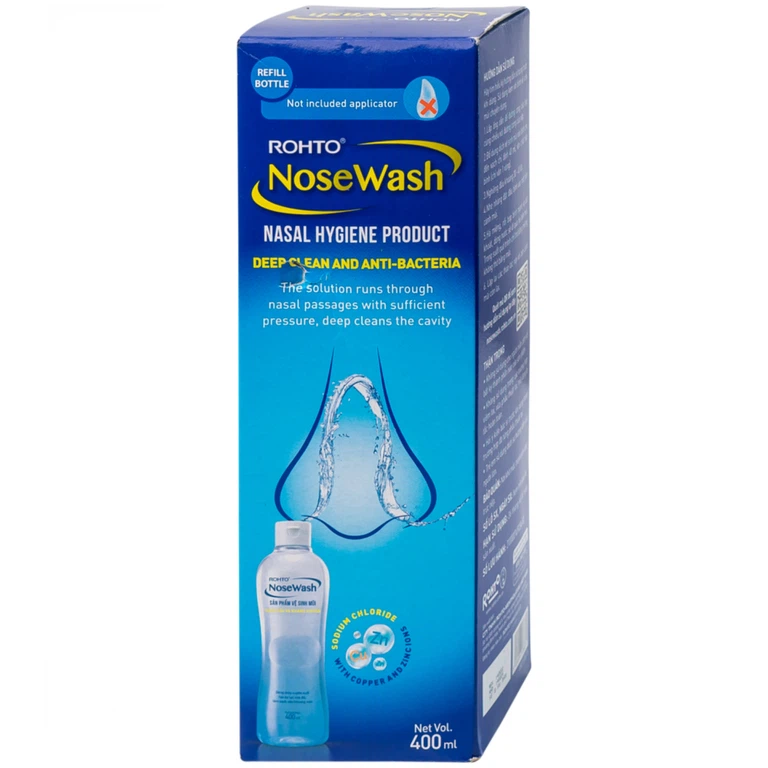 Dung dịch vệ sinh mũi không bao gồm bình Rohto NoseWash làm sạch sâu và kháng khuẩn (400ml)