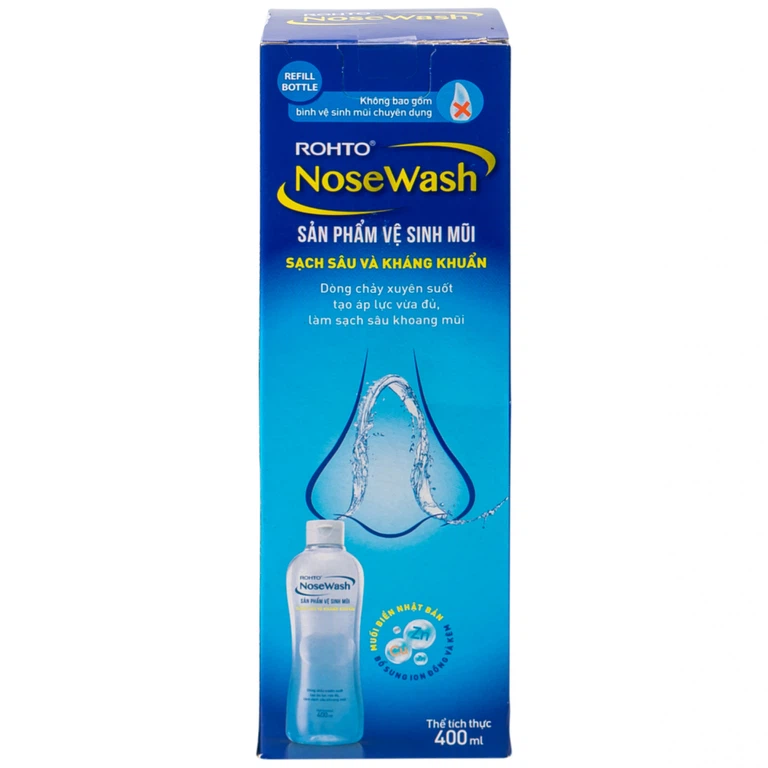 Dung dịch vệ sinh mũi không bao gồm bình Rohto NoseWash làm sạch sâu và kháng khuẩn (400ml)