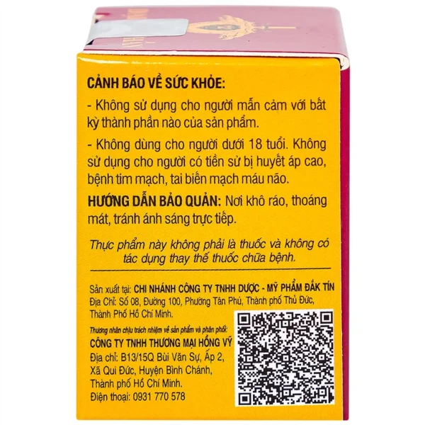 Viên uống Đại Lực Thần Đắk Tín hỗ trợ tăng cường sinh lực, bồi bổ nguyên khí (2 viên)