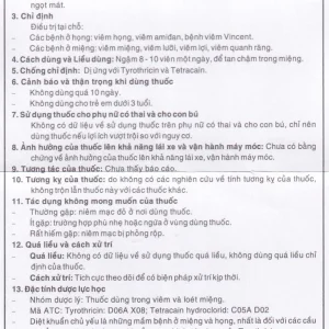 Viên ngậm sát trùng Tyrotab Pharmedic điều trị viêm họng, viêm amidan (10 vỉ x 8 viên)