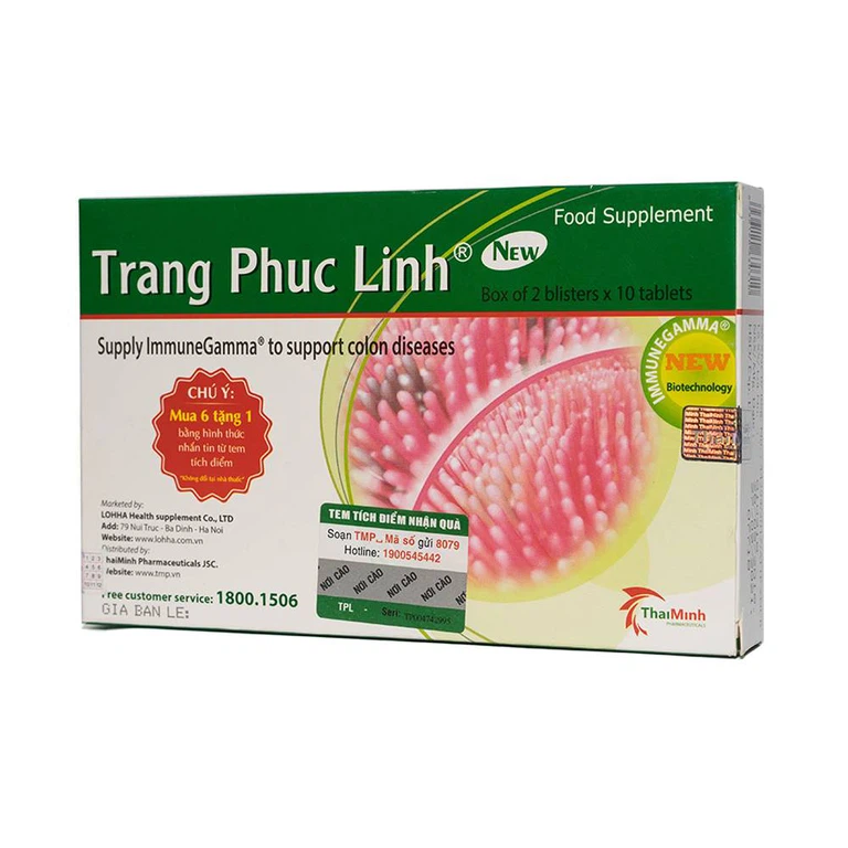Viên uống Tràng Phục Linh Thái Minh hỗ trợ cho viêm đại tràng (2 vỉ x 10 viên)