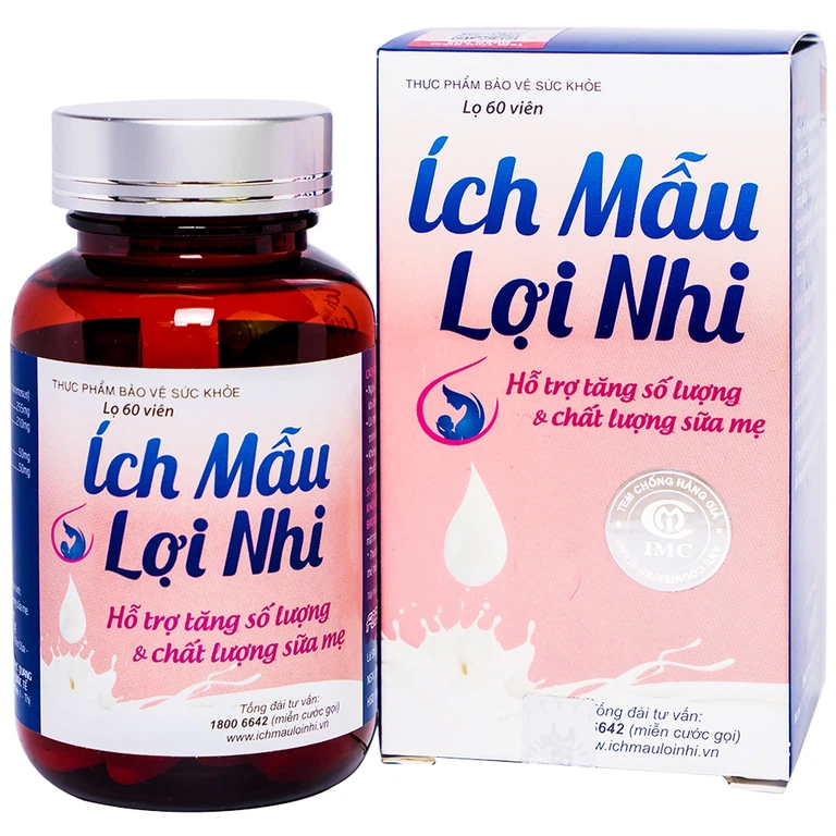 Viên uống Ích Mẫu Lợi Nhi IMC hỗ trợ tăng tiết sữa, tăng lượng sữa mẹ (60 viên)