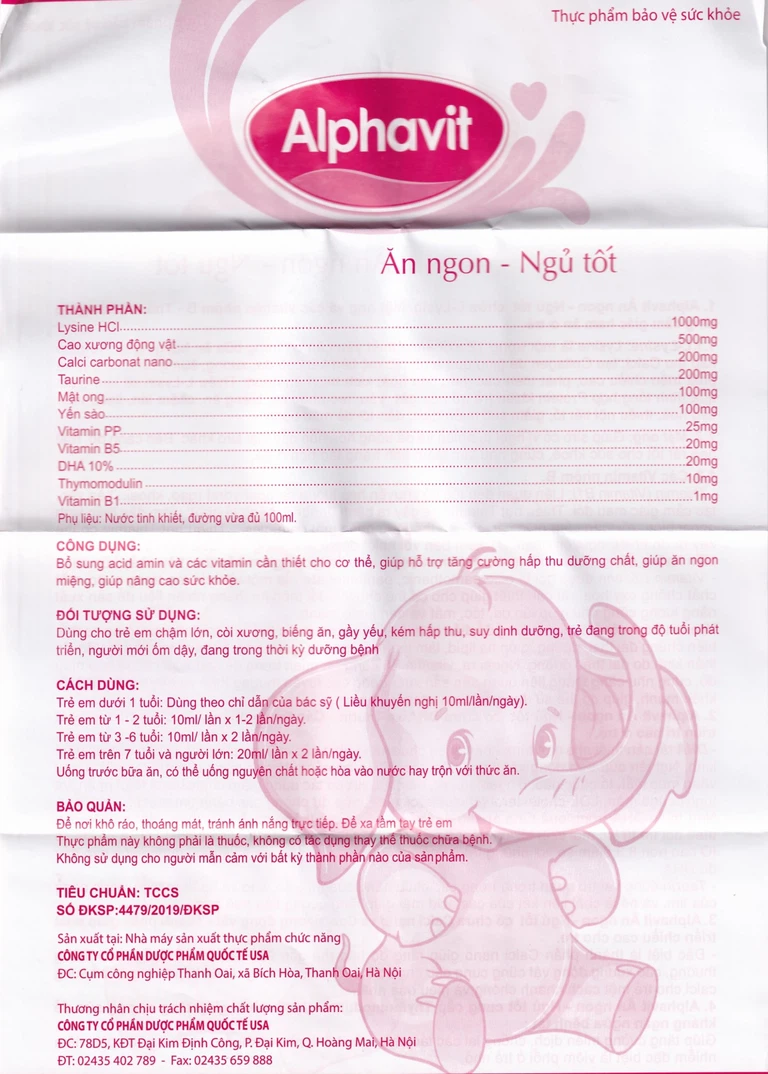 Dung dịch uống Alphavit giúp ăn ngon, ngủ tốt, tăng cường phát triển trí tuệ (4 vỉ x 5 ống)