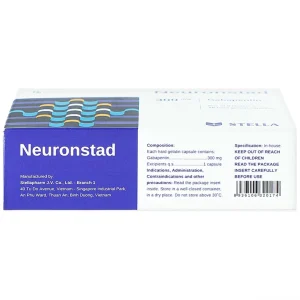 Viên nang cứng Neuronstad 300mg Stella điều trị hỗ trợ động kinh cục bộ, viêm dây thần kinh (3 vỉ x 10 viên)