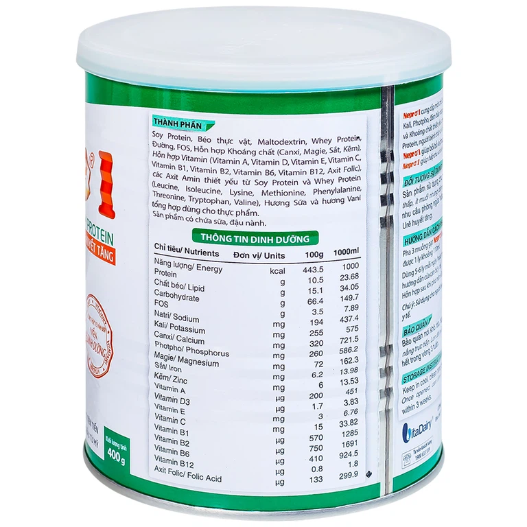 Sữa bột Nepro 1 VitaDairy bổ sung dinh dưỡng giảm protein dành cho người bệnh thận (400g)