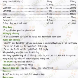 Siro Dr.Sutsit Gia An giải cảm, giảm ho, giảm sổ mũi (30 gói x 5ml)