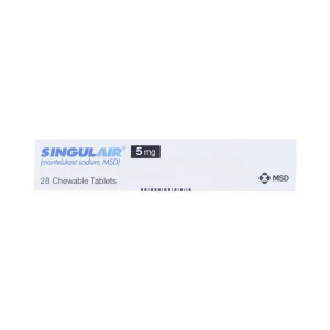 Viên nhai Singulair 5mg MSD điều trị hen phế quản mạn tính (2 vỉ x 14 viên)