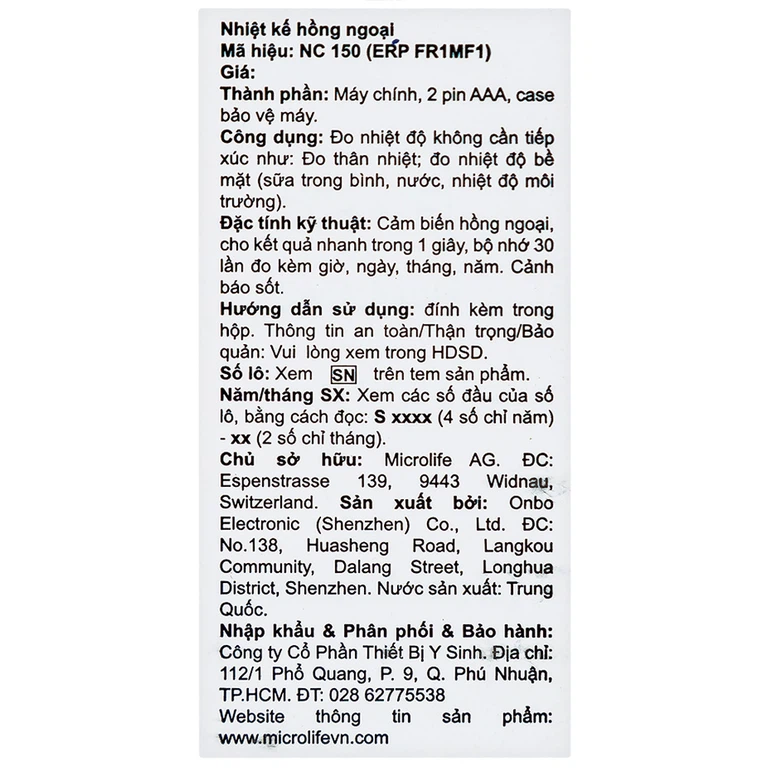 Nhiệt kế hồng ngoại Microlife FR1MF1 đo không chạm, nhanh, an toàn và chính xác