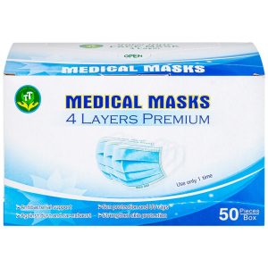 Khẩu trang y tế Thiên Thủy 4 lớp hỗ trợ ngăn khói, bụi, kháng khuẩn (50 cái)