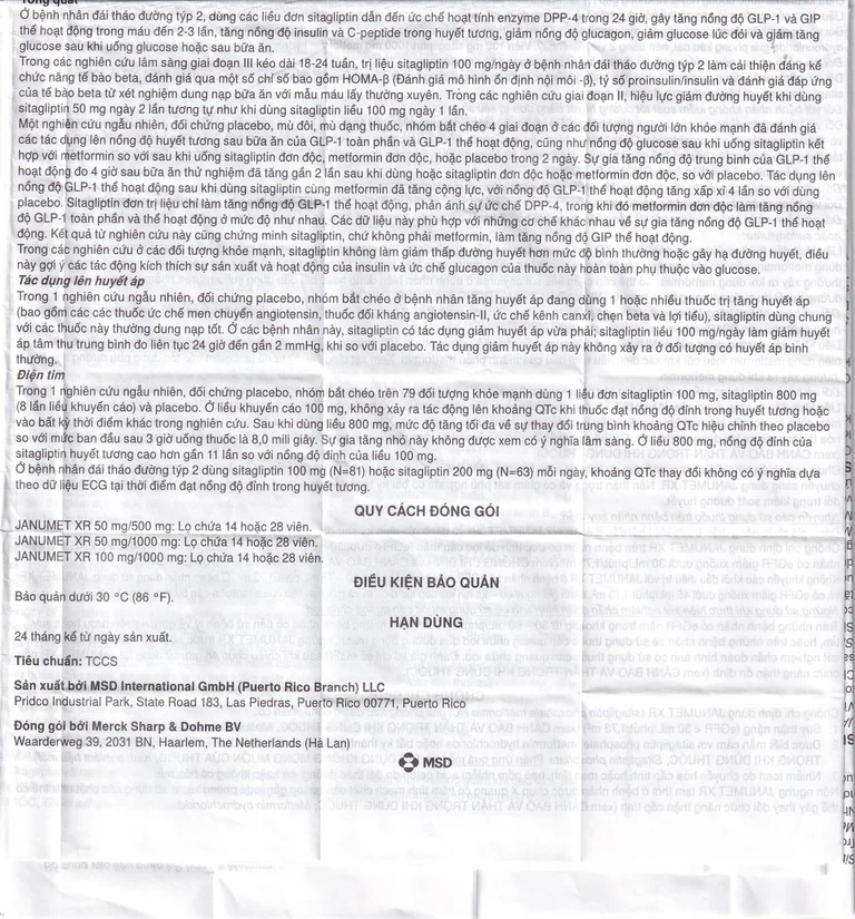 Viên nén Janumet XR 50mg/1000mg MSD điều trị đái tháo đường típ 2 (14 viên)