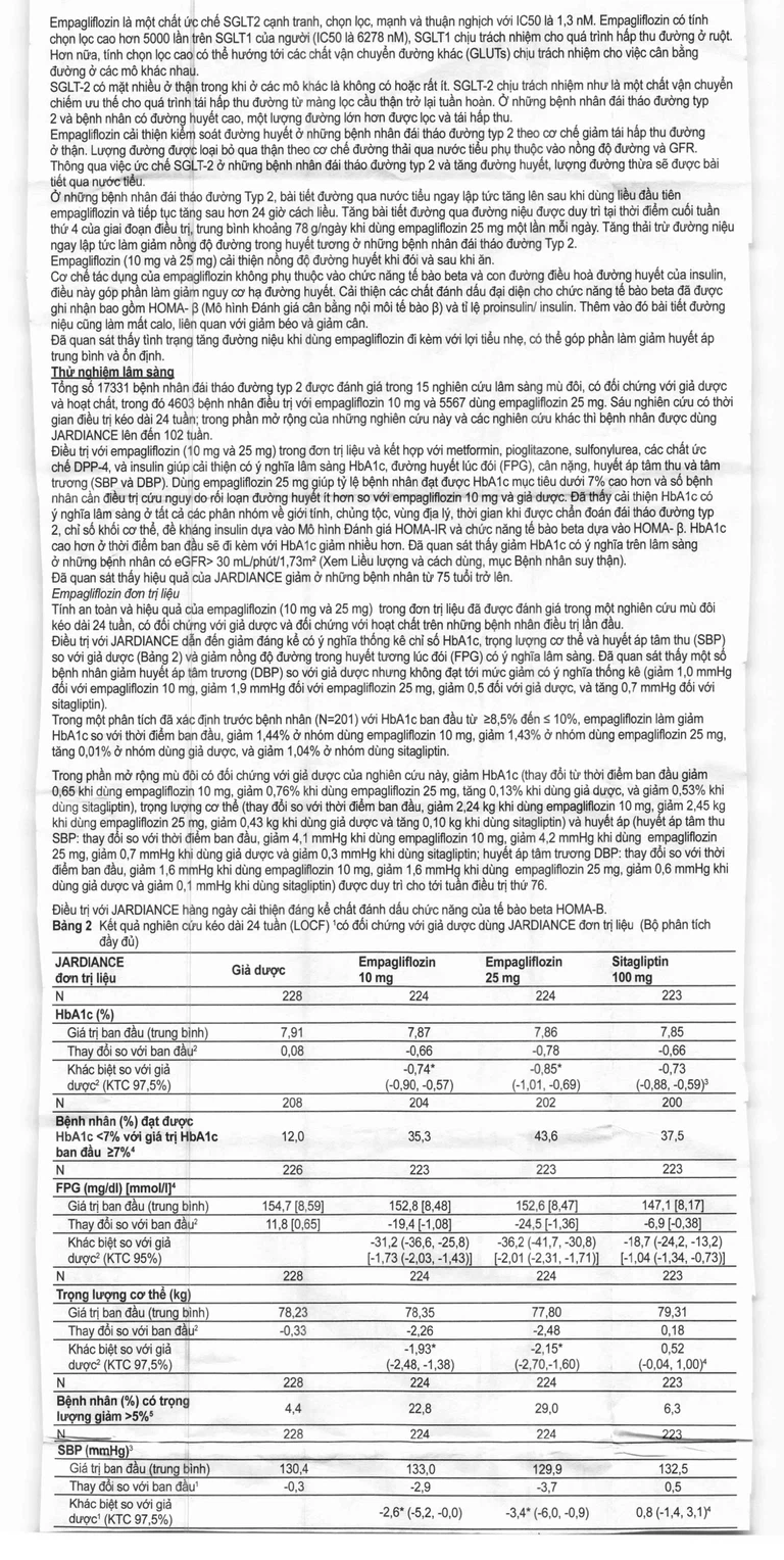 Viên nén Jardiance 25mg Boehringer điều trị đái tháo đường típ 2 (3 vỉ x 10 viên)