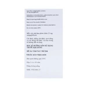 Viên nén Jardiance 25mg Boehringer điều trị đái tháo đường típ 2 (3 vỉ x 10 viên)