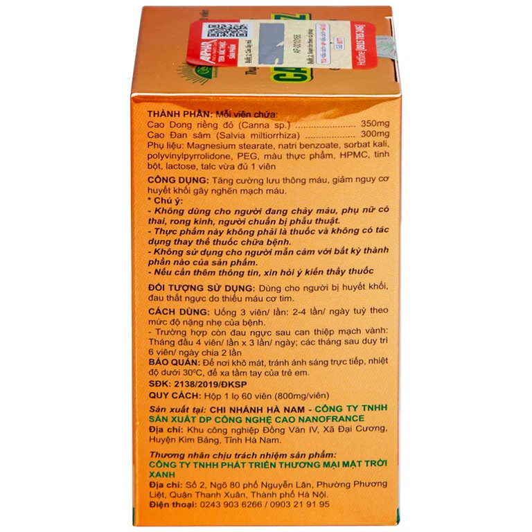 Viên uống Cardocorz NanoFrance tăng cường lưu thông máu, giảm nguy cơ huyết khổi (60 viên)