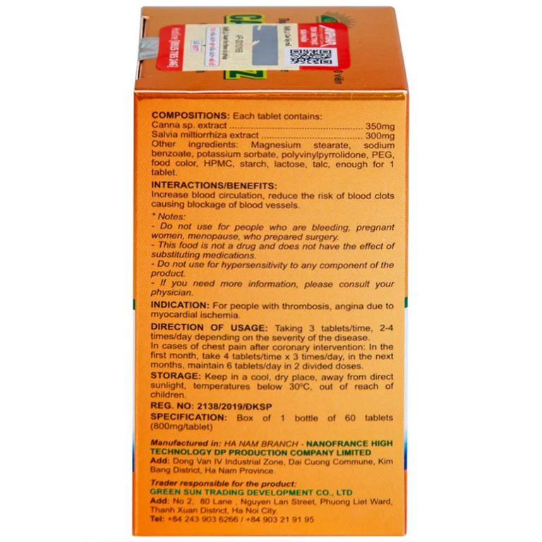 Viên uống Cardocorz NanoFrance tăng cường lưu thông máu, giảm nguy cơ huyết khổi (60 viên)