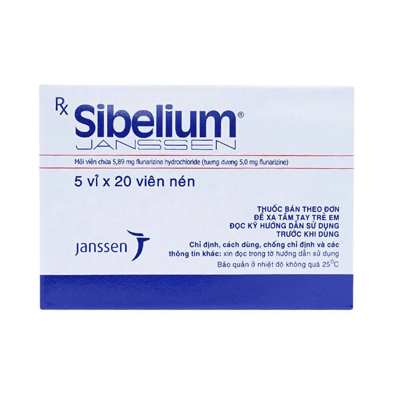 Thuốc Sibelium Janssen điều trị đau nửa đầu (5 vỉ x 20 viên)
