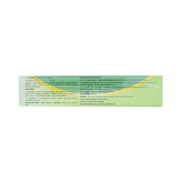 Viên nhai AIR-X 120 chống đầy hơi và chướng bụng (10 vỉ x 10 viên)