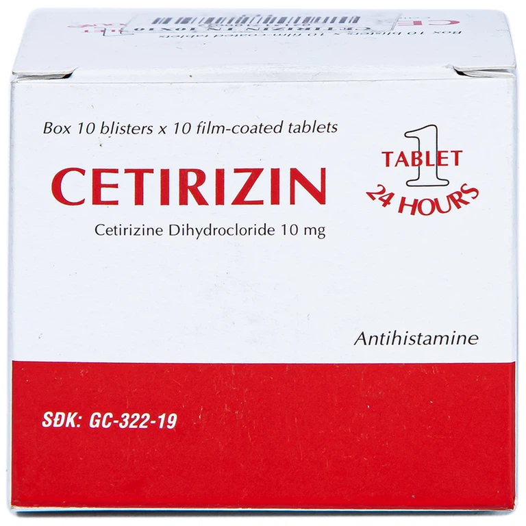 Thuốc Cetirizin 10mg Thành Nam điều trị viêm mũi dị ứng, mày đay (10 vỉ x 10 viên)