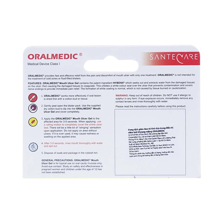 Gel bôi nhiệt miệng Oralmedic Mouth Ulcer Gel giảm đau và điều trị viêm loét, nhiệt miệng (0,3ml)