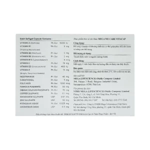 Viên uống Vitacap Mega We Care bổ sung Vitamin và khoáng chất cho cơ thể (5 vỉ x 10 viên)