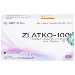 Thuốc Zlatko-100 DaviPharm điều trị đái tháo đường típ 2 (3 vỉ x 10 viên)
