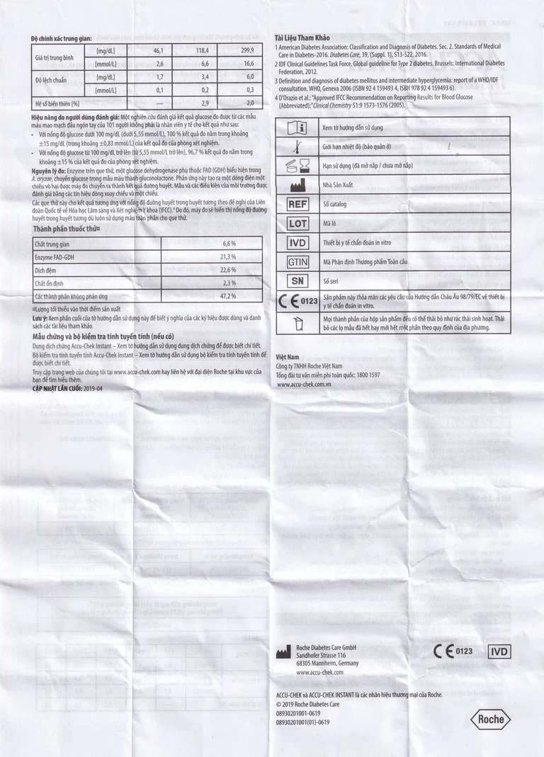 Que thử đường huyết AccuChek Instant sử dụng cho các máy đo Roul-Chek Instant và Accu-Chek Instant S (25 cái)