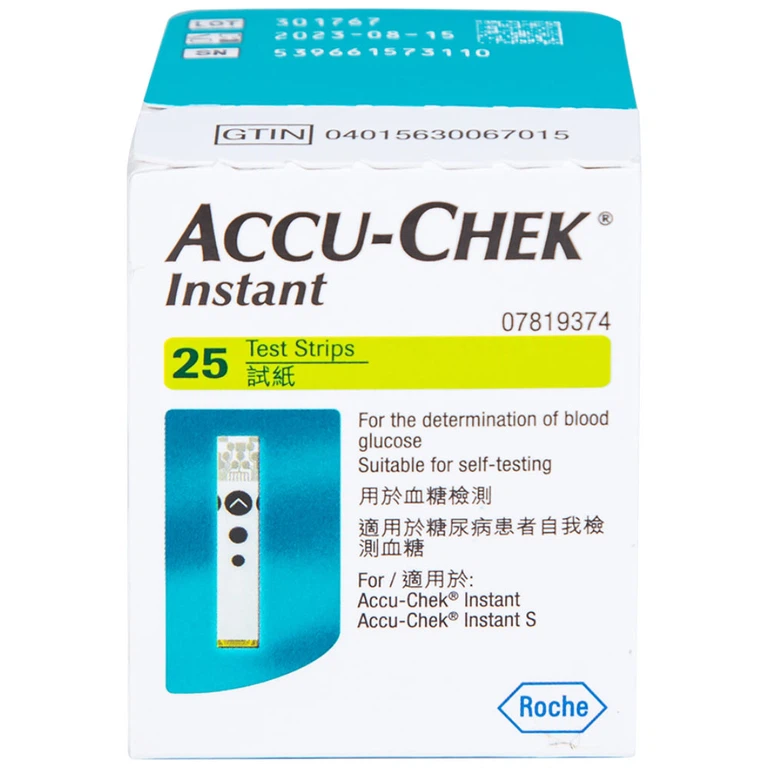 Que thử đường huyết AccuChek Instant sử dụng cho các máy đo Roul-Chek Instant và Accu-Chek Instant S (25 cái)