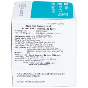 Que thử đường huyết AccuChek Instant sử dụng cho các máy đo Roul-Chek Instant và Accu-Chek Instant S (25 cái)