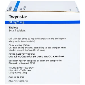 Thuốc Twynsta 80mg/5mg Boehringer điều trị tăng huyết áp vô căn (14 vỉ x 7 viên)