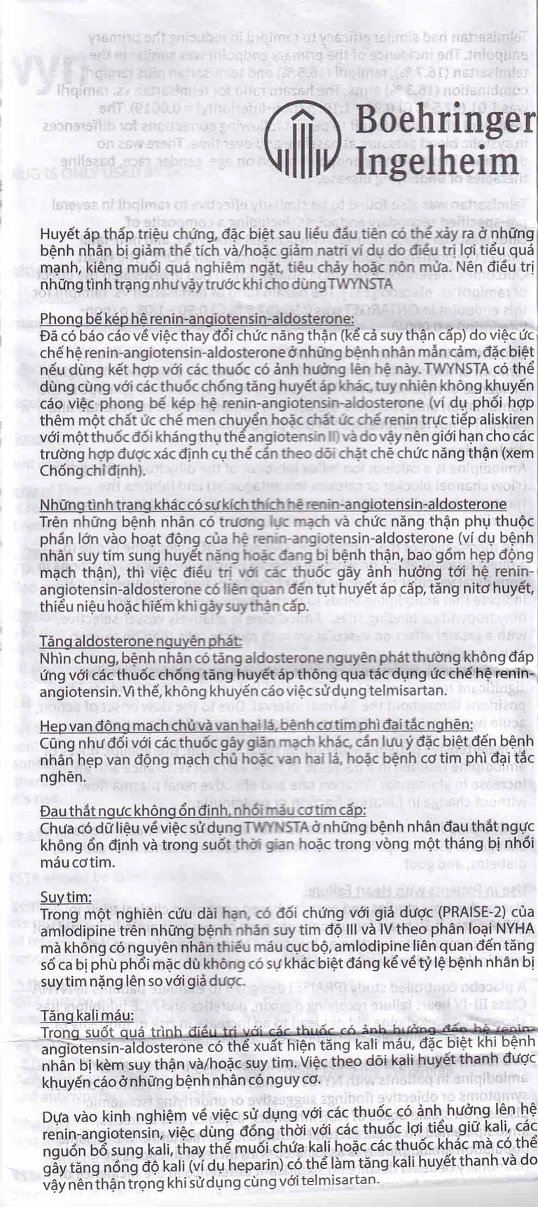 Thuốc Twynsta 80mg/5mg Boehringer điều trị tăng huyết áp vô căn (14 vỉ x 7 viên)