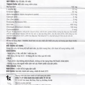 Viên uống OvaQ1 hỗ trợ bổ sung Myo Inositol, Acid folic và các chất cần thiết cho phụ nữ trước khi mang thai (3 vỉ x 10 viên)
