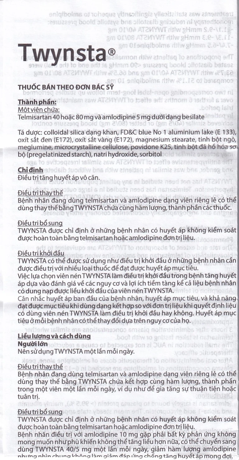 Thuốc Twynsta 40mg/5mg Boehringer điều trị tăng huyết áp vô căn (14 vỉ x 7 viên)