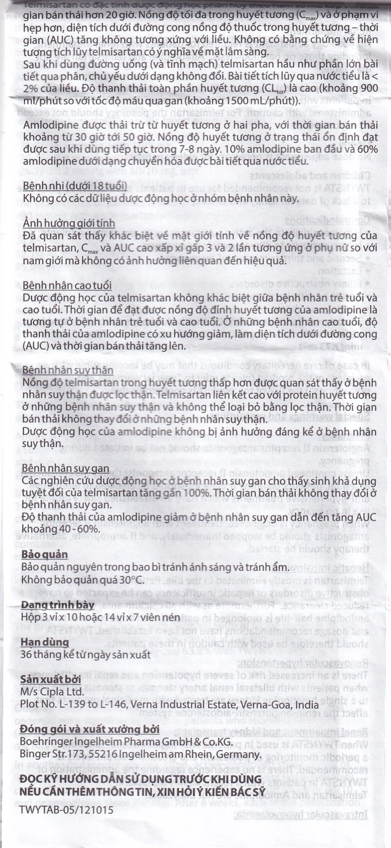 Thuốc Twynsta 40mg/5mg Boehringer điều trị tăng huyết áp vô căn (14 vỉ x 7 viên)