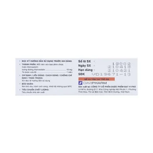 Thuốc Vaslor 10 Davi Pharm giảm cholesterol và triglycerid trong máu (4 vỉ x 7 viên)