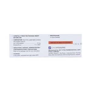 Thuốc Vaslor 10 Davi Pharm giảm cholesterol và triglycerid trong máu (4 vỉ x 7 viên)