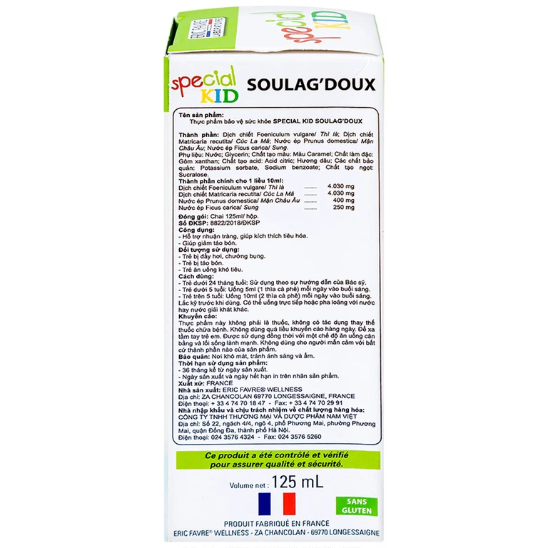 Siro Special Kid Soulag'Doux hỗ trợ nhuận tràng, giúp kích thích tiêu hóa (125ml)
