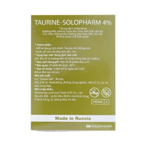 Dung dịch nhãn khoa Taurine-Solopharm 4% điều trị loạn dưỡng giác mạc, viêm giác mạc (20 tuýp x 1ml)