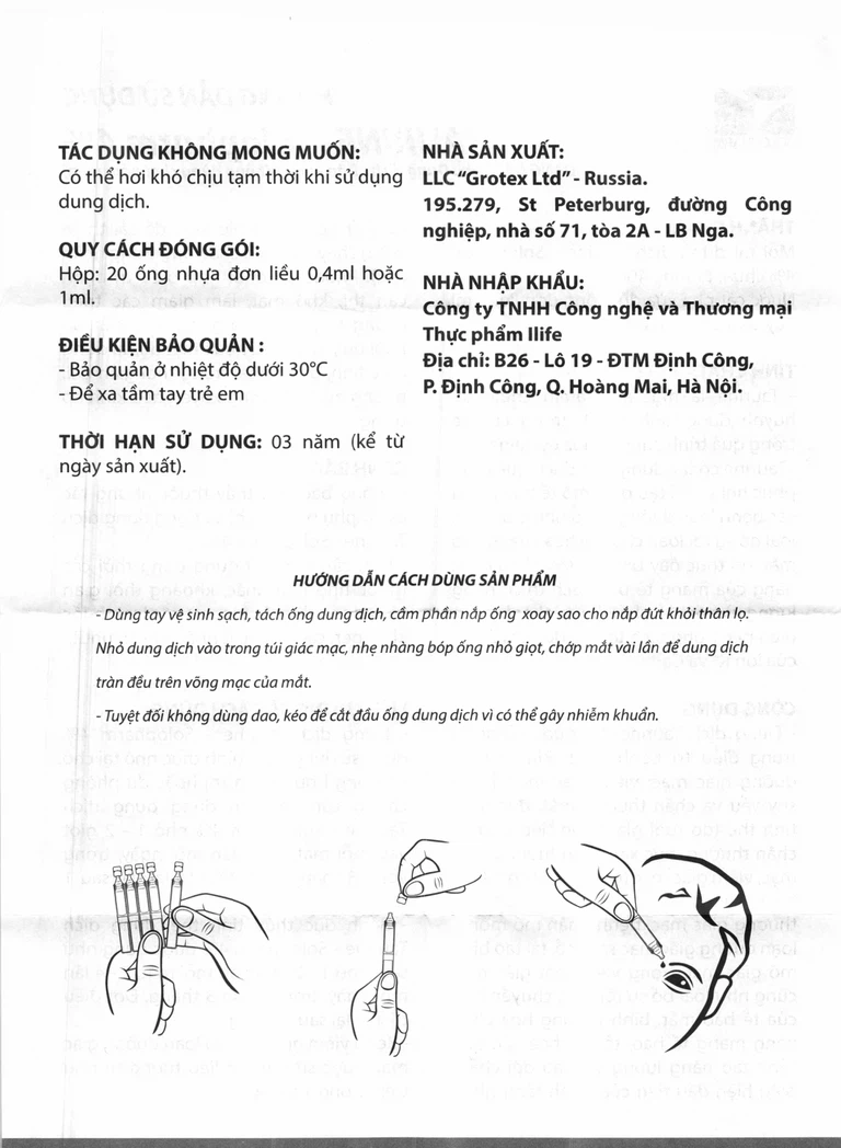 Dung dịch nhãn khoa Taurine-Solopharm 4% điều trị loạn dưỡng giác mạc, viêm giác mạc (20 tuýp x 1ml)