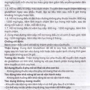 Bột pha tiêm Glutaone 600 Bidiphar hỗ trợ điều trị ngộ độc thủy ngân (1 ống dung môi x 10ml)