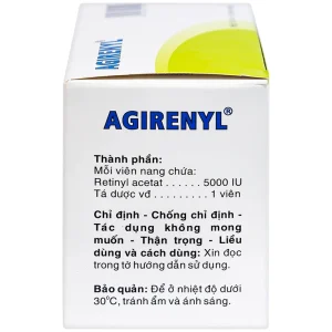 Thuốc Agirenyl 5000IU Agimexpharm phòng và điều trị thiếu vitamin A (10 vỉ x 10 viên)
