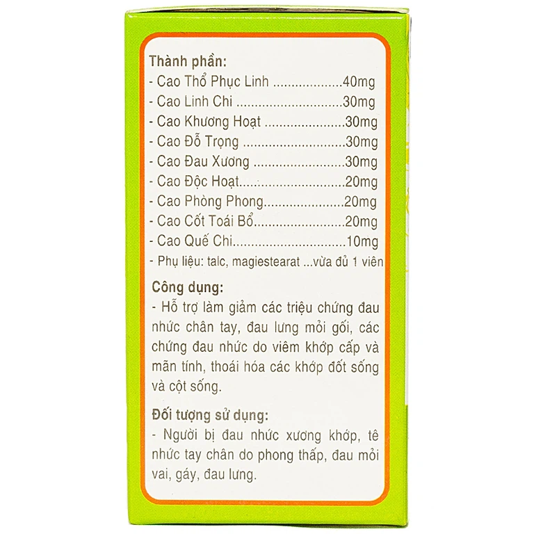 Viên Gai Cốt Linh Chi Vĩnh Xuân hỗ trợ giảm các triệu chứng viêm khớp, đau nhức tay chân (120 viên)