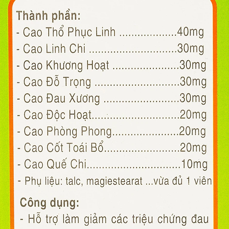 Viên Gai Cốt Linh Chi Vĩnh Xuân hỗ trợ giảm các triệu chứng viêm khớp, đau nhức tay chân (120 viên)