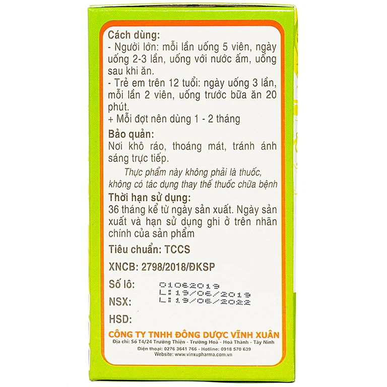 Viên Gai Cốt Linh Chi Vĩnh Xuân hỗ trợ giảm các triệu chứng viêm khớp, đau nhức tay chân (120 viên)