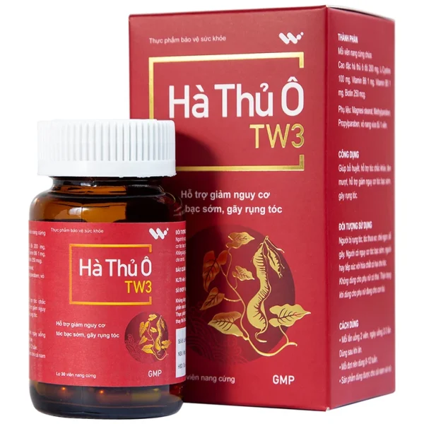 Viên uống Hà Thủ Ô TW3 hỗ trợ giảm nguy cơ tóc bạc sớm, gãy rụng tóc (30 viên)