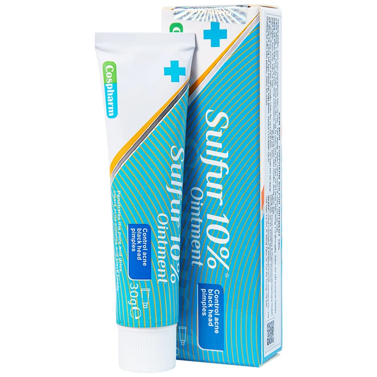 Kem mụn Sulfur 10% Ointment Cospharm ngăn ngừa mụn và chăm sóc da mặt (30g)