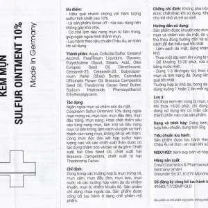 Kem mụn Sulfur 10% Ointment Cospharm ngăn ngừa mụn và chăm sóc da mặt (30g)